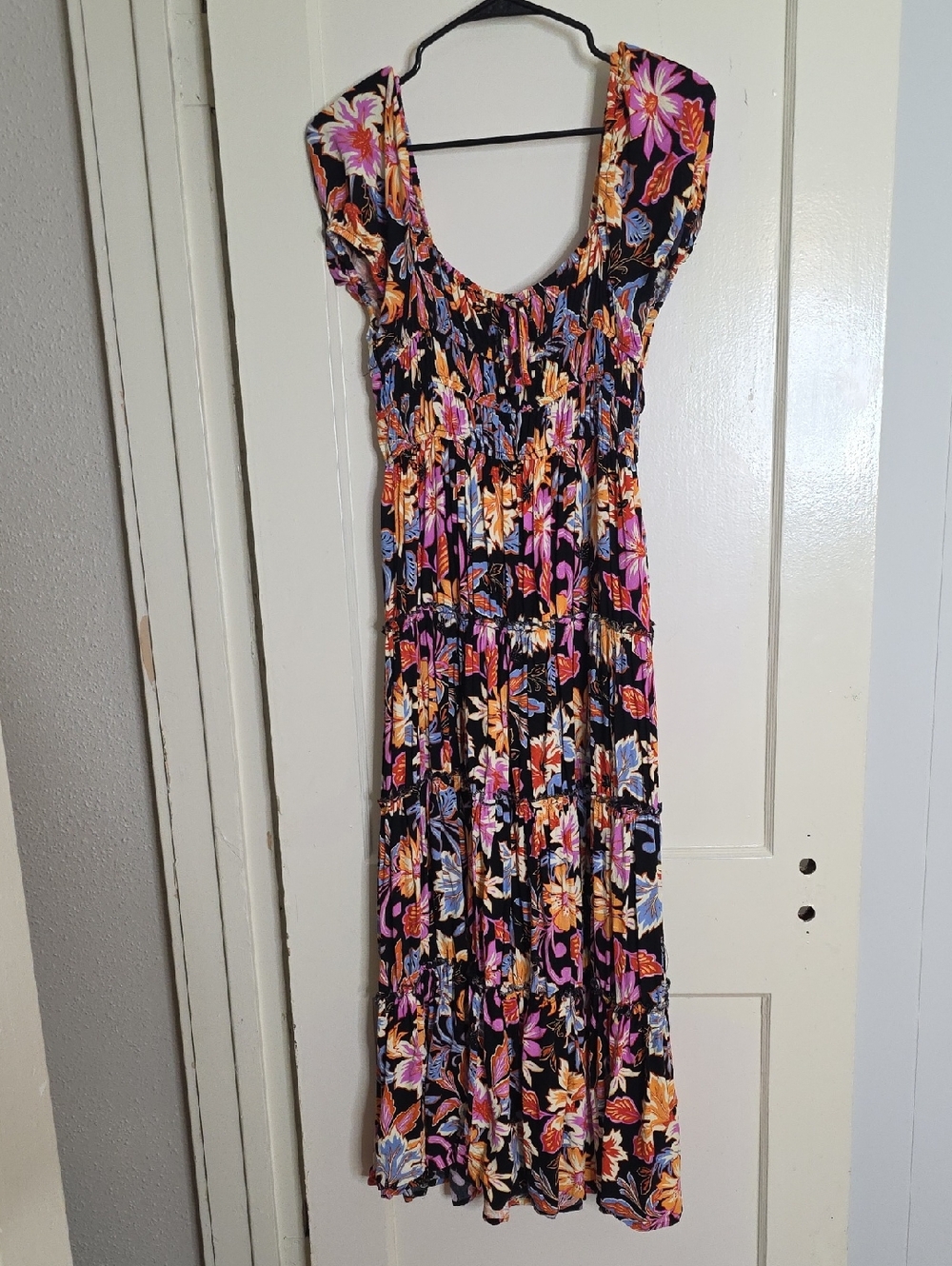 Black Maxi Dress with Vibrant  Floral Print Size S